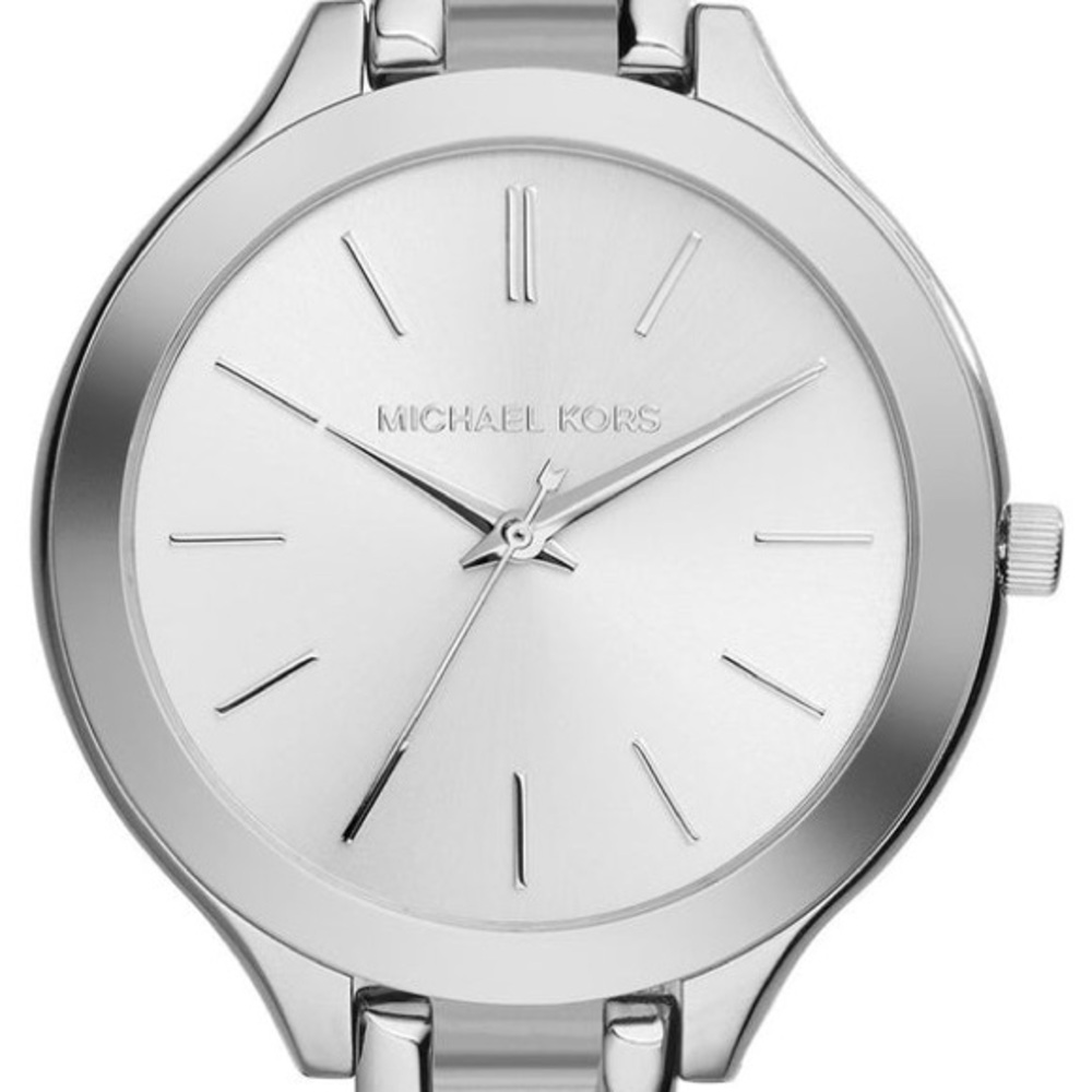 Michael Kors Slim Runway Silver Dial Silver Steel Strap Watch